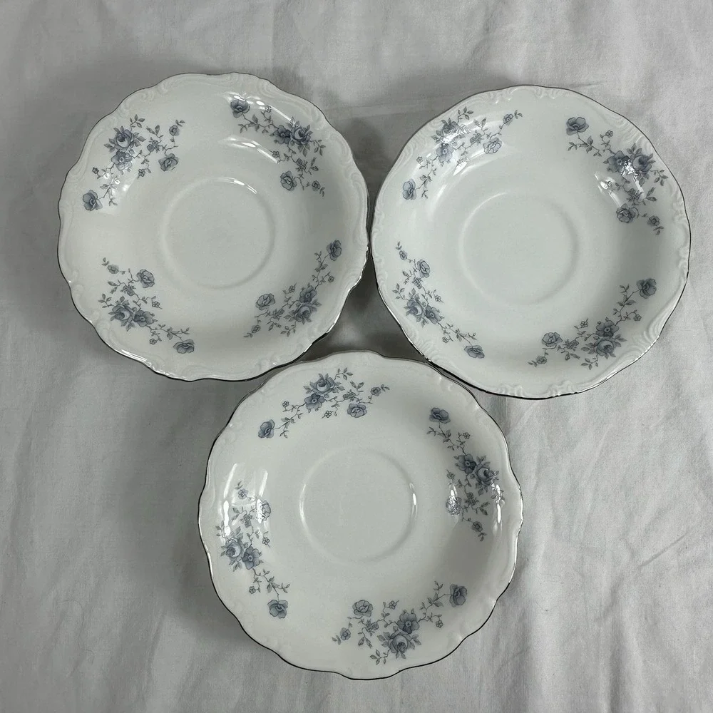 3 Johann Haviland Blue Garland Tea Sets 3 Cups & 3 Saucers Bavaria Germany